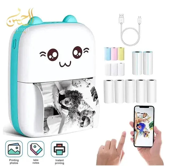 SnapPrint Portable Photo Printer - Mini Printer, USB & Bluetooth Photo Printer for Smartphone Black White without Cartrid Al Hassan Store