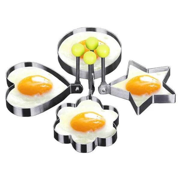 Fried Egg Cooking Mold Shaper 4 Pcs Stainless Steel Kitchen Pan cake Mould Ring. Al Hassan Store