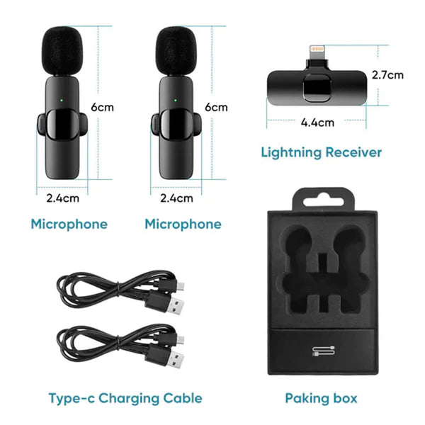 K9 Wireless Microphone dual Lavalier with USB Type C Cable Al Hassan Store