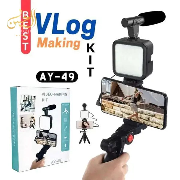 ALL IN ONE AY-49 Vlogging Video Making Kit for Live Streaming Vlogging Self-Portrait Photography, Video Making kit, with stand,Led Light, Mobile Holder. My Store